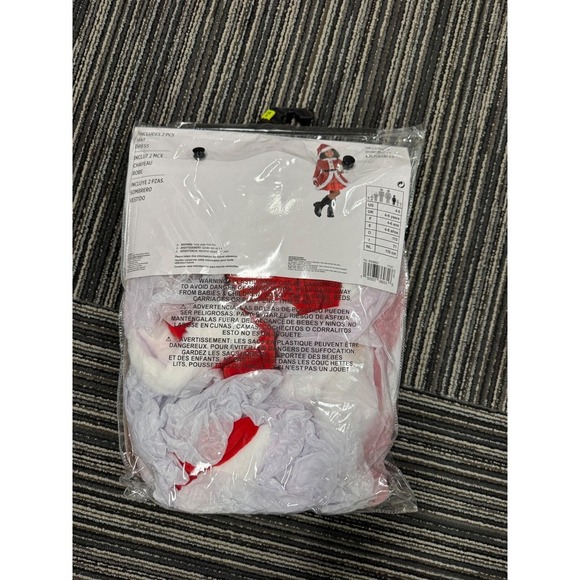 Kids Mrs Claus Costume Mama Noel Dress Santa Hat Belt Christmas Child Small 4-6 - Picture 4 of 4